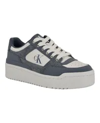 【送料無料】 カルバンクライン レディース スニーカー シューズ Alondra LaceUp Platform Sneakers Dark Blue DenimWhiteのサムネイル