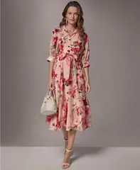 ダナ キャラン ニューヨーク レディース トップス シャツ プリント Donna Karanew York Womens Printed Collared Neck Shirt Dress Geranのサムネイル