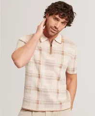 テッドベーカー メンズ トップス ポロシャツ 半袖 Ted Baker Mens QuarterZip Silhouette ShortSleeve Polo Shirt Beige ベージュのサムネイル