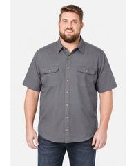 ボルダークリーク メンズ トップス シャツ トール デニム Boulder Creek Big Tall by KingSize Short Sleeve Denim and Twill Shirtのサムネイル