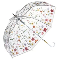 Wpc. 雨傘 [ビニール傘] 刺繍風アンブレラ ピンク 長傘 61cm 長く使える 撥水 レディース ジャンプ傘 大きい 花柄 フラワー インスタ 映え フォトジェニック 透明 丈夫 おしゃれ 可愛い 女性 通勤 通学 PT-EM01-001 0のサムネイル