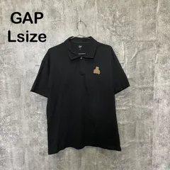 【Y-1026】GAP ギャップ Lサイズ 半袖ポロシャツ ブラック 黒 ワンポイント 刺繍ロゴ クマ ベア 鹿の子 コットン ポロ トップス メンズ カジュアル アメカジのサムネイル