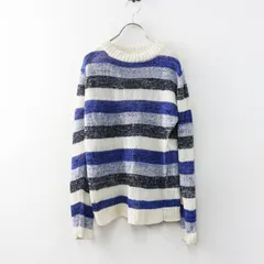 ロイスクレヨン Lois CRAYON ボーダー リネンニットプルオーバー トップス M ベージュ×ネイビー┃麻  サマーニット【2400015087689】のサムネイル