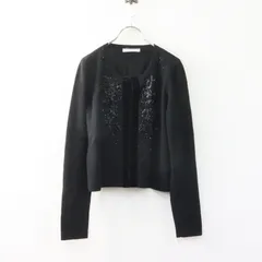エムプルミエブラック M-PREMIER BLACK 花柄​ビーズ刺繍 ウールカーディガン 38 ブラック／トップス レース 長袖【2400015073989】のサムネイル