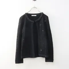 エムプルミエブラック M-PREMIER BLACK ビーズ装飾 フラワーレース ジレ 36 ブラック／トップス 羽織り 【2400015073972】のサムネイル