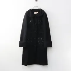 希少 Archive ロイスクレヨン Lois CRAYON ビッグカラー ビジュー フラワーボタン メルトンウールコート M■ブラック【2400015091891】のサムネイル