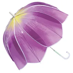Wpc. 雨傘 [ビニール傘] チューリップアンブレラ パープル 長傘 親骨61cm 長く使える レディース 通勤 通学 旅行 フォトジェニック 映え 花 ドーム型 丈夫 おしゃれ 可愛い シンプル 映え POP 女性 PT-TU03-001 1のサムネイル