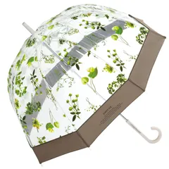 plantica×Wpc. フラワーアンブレラ プラスティック ブラウン ビニール傘 雨傘 長傘 65cm 大きい ドーム型 おしゃれ 可愛い 通勤 通学 旅行 透明 フォトジェニック お花 花柄 撥水 女性 レディース PLV-012-001 1のサムネイル