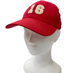 美品□CELINE セリーヌ 2AU5C969P コットン100％ スナップバック ベースボールキャップ 帽子 レッド フランス製 S 正規品 メンズのサムネイル