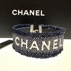 샤넬 CHANEL 팔찌 팔찌 빈티지 01P A16345 데님 가죽 네이비 실버 상자 포함