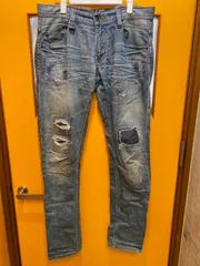 Y【Y13-89】◇ NICOLE CLUB FOR MEN    サイズ46    スキニーデニム　ダメージ加工　青色　メンズのサムネイル