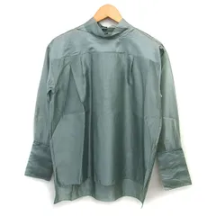 アルチザン ARTISAN ワイド シアー ブラウス ハイネック シルク スリット タック 長袖 9 スモークグリーン /NT31のサムネイル