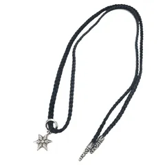 CHROME HEARTS 美品 クロムハーツ STAR スタートップ LEATHER BRAID レザーブレイド ネックレス インボイス・袋付属 シルバー チョーカー チャーム クロム アクセサリー ABランク 中古 鑑定済のサムネイル