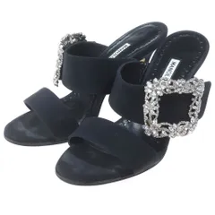 MANOLO BLAHNIK (マノロブラニク) GABLE JEWEL ゲイブル ジュエルバックル ピンヒール サンダル ブラック レディースのサムネイル