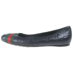 GUCCI (グッチ) シェリーライン GGエンボスレザー フラットシューズ パンプス ブラック レディースのサムネイル