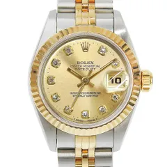 【本物保証】 新品同様 ロレックス ROLEX デイトジャスト コンビ 69173G W番 10Pダイヤ シャンパンゴールド文字盤 K18YG/SS 自動巻 約26mmのサムネイル