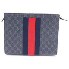 GUCCI (グッチ) GGスプリーム レザー クラッチバッグ ブラック 475316 2149のサムネイル