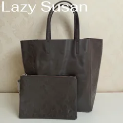 Lazy Susan レザートートバッグ ダークブラウン ユニセックス ハート柄 オールレザー 本革のサムネイル