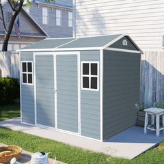 物置 屋外収納庫 小屋 ガーデンシェッド 樹脂製 幅244×奥行190×高218 窓付き 床板付き 防水 1355459 物置 屋外収納庫 小屋 ガーデンシェッド 樹脂製 幅244×奥行190×高218