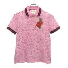 GUCCI グッチ フラワーアップリケ レースポロシャツ  ピンク XSのサムネイル