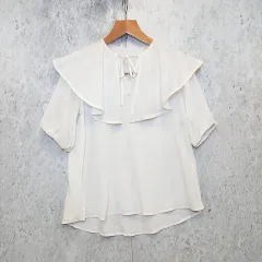 Re:EDIT リエディ ブラウス シフォン ケープ チュニック リボン ホワイト Mサイズ ◎_□〇のサムネイル