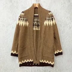 Auntie Rosa Holiday アンティローザホリデー ノルディック ロングガウン ロングカーディガン ニット ブラウン Fサイズ ◎_◇〇☆のサムネイル