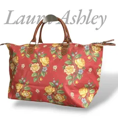 【MY0970】Laura Ashley ローラアシュレイ ボストンバッグ トートバッグ 花柄 フラワー プリント オレンジ トラベル 旅行 大容量 レディースのサムネイル