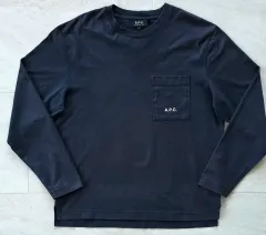 正規品 A.P.C. アーペーセー ポケット ロゴ 長袖 Tシャツ (105 / チャコール)のサムネイル