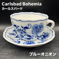 미품 칼스바드 블루 양파 티컵 컵&소서 1객 보헤미아 《M》
