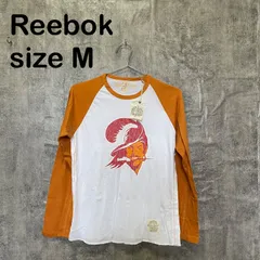【T-1853】Reebok リーボック M 七分袖 ラグランTシャツ ホワイト 白 オレンジ プリント USA製 USA古着 アメカジ ストリートのサムネイル