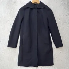 URBAN RESEARCH ROSSO アーバンリサーチロッソ 2WAY ロングコート フード付 ノーカラー ウール混 万能 ネイビー Mサイズ ◎、◇〇☆のサムネイル