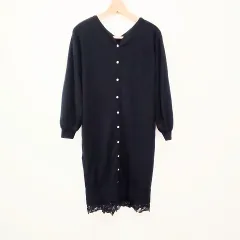 tocco closet トッコクローゼット カーディガン ロング Ｖネック 裾レース ワンピース ネイビー Mサイズ ◎、〇◇☆ のサムネイル