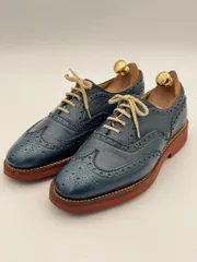 4都市 チャーチ  Church's フルブローグ ウィングチップ UK6.5F シカ革 ディアスキン 青 ブルー 目安25cm 81ラスト DOWNTONのサムネイル