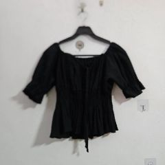 ORGUE Sheer puff blouse ブラック シアーパフブラウス - メルカリ
