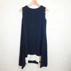 ELVENCE DEUX エルベンスドゥ ワンピース ノースリーブ ロング 後ろチャック ネイビー Mサイズ ◎、□〇☆のサムネイル