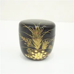 稲穂蒔絵棗  茶道 茶道具 おしゃれ 茶器 なつめ 茶入 薄茶器 薄茶 薄器 お茶 茶 抹茶 抹茶入れ 容器 骨董のサムネイル