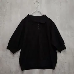 forksy. フォルクシー トップス サイズフリー ブラック系 古着 レディース 透け感あり ポロ襟付き半袖サマーニットプルオーバーのサムネイル