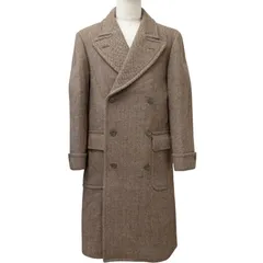 極美品□GUCCI グッチ 590760 ウール ヘリンボーン柄 ダブルブレスト チェスターコート ロングコート ブラウン 46 イタリア製 正規品のサムネイル