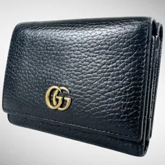 【美品】GUCCI グッチ GGマーモント コンパクト Wホック 三つ折り 財布 474746 ブラックのサムネイル