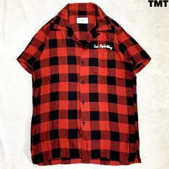TMT ORIGINAL RAYON BUFFALO CHECK S/SL SHIRTS オープンカラーシャツ 開襟シャツ ワークシャツ バッファローチェック ロゴ刺繍 Mサイズ レッド 赤 ティーエムティーのサムネイル