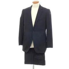 【中古】ポールスチュアート PAUL STUART ウール ピンストライプ 2つボタンスーツ ダークネイビーxホワイト【サイズ46L】【メンズ】のサムネイル