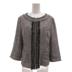 アルチザン ARTISAN 美品 ジャケット シルク混 13 グレー ノーカラー 七分袖 フリンジ加工  /YF ■ECF005のサムネイル