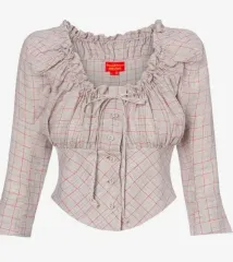 Vivienne Westwood レッドレーベル CHECK ブラウス コルセット リネン グレー サマー ジャケットのサムネイル