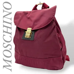 【B5904】 MOSCHINO モスキーノ リュック バッグパック ナイロン ボルドー レディース ロゴ エンボス加工 フラップ 大容量のサムネイル