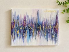 キャンバスパネル原画○カラフルなウミガメの絵 真作 絵画 現代アート