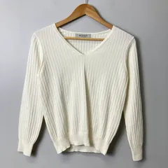 【美品】ユナイテッドアローズ UNITED ARROWS Vネックリブニットセーター【S】ホワイト系(白系)のサムネイル