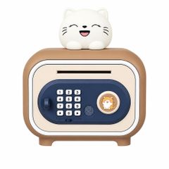 Hyack 貯金箱 おしゃれ 選べるデザイン 金庫 電子ロック おもしろ 貯金ばこ かわいい 紙幣 茶色 ブラウン