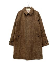 超美品 ビームスプラス ステンカラーコート ハリスツイード ブラウン L