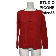 ◆ スタジオピッコーネ PICONE プルオーバーニット セーター 長袖 アルチビオ 装飾 赤 レッド ウール カシミア 38 M 9号 レディース S6I364のサムネイル