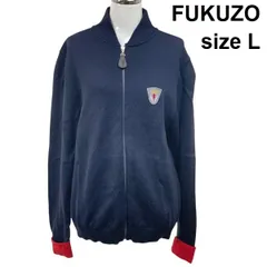◆ フクゾー FUKUZO フルジップ ニットカーディガン 長袖 シーホース刺繍ワッペン ジッパータブ ネイビー 羊毛 L 40号 レディース S6I399のサムネイル